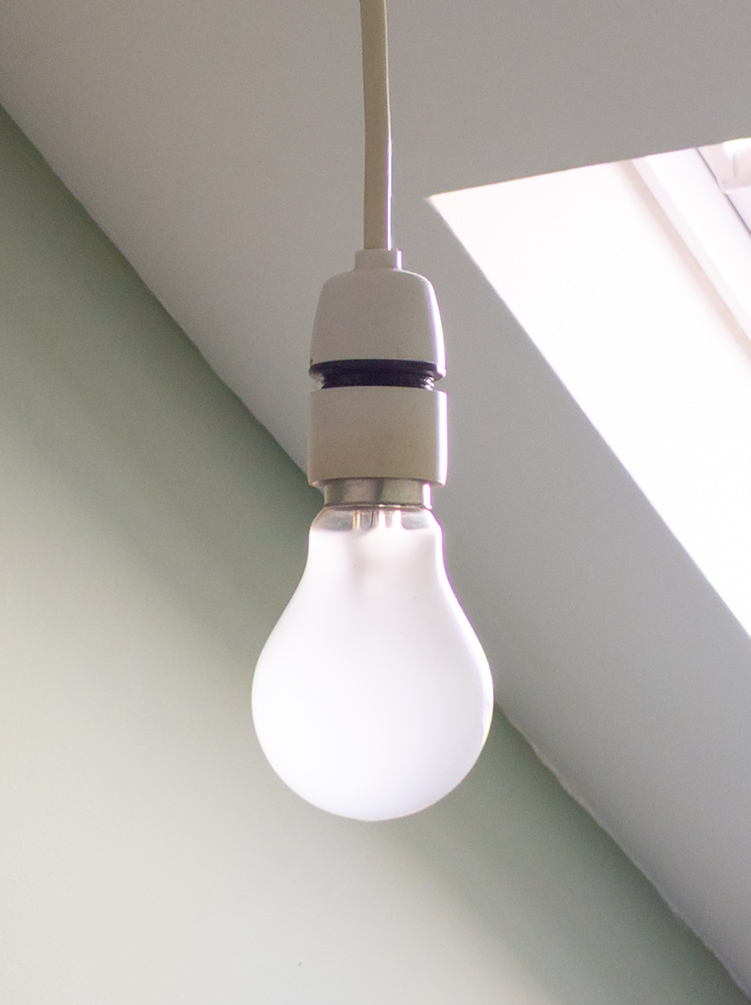 A photo of an incandescent light bulb.