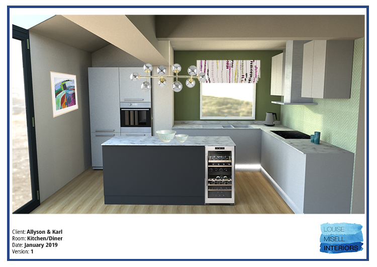 A 3D visualisation of the kitchen area.