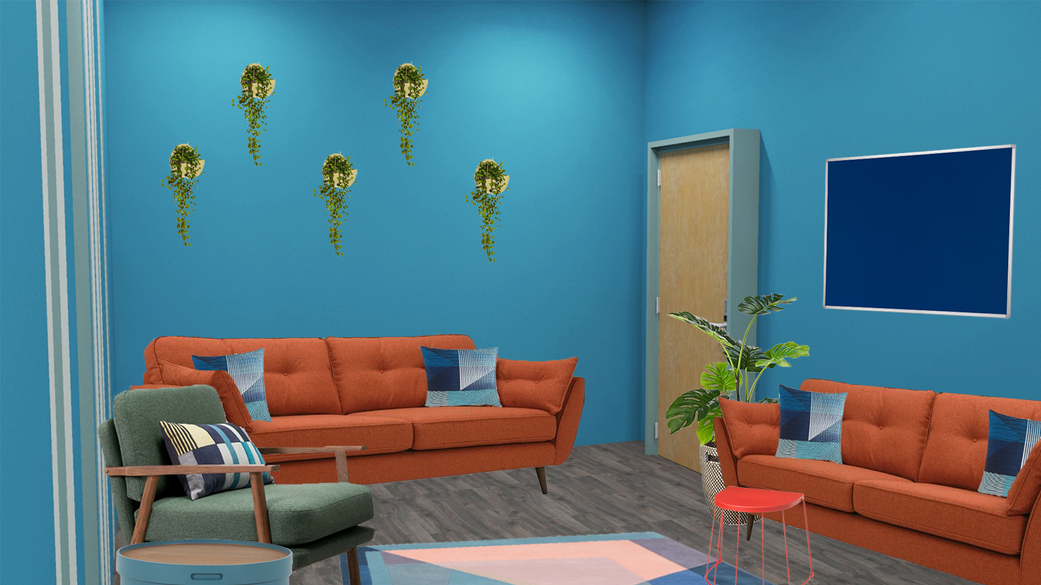 A computer generated image of my design for the waiting area.