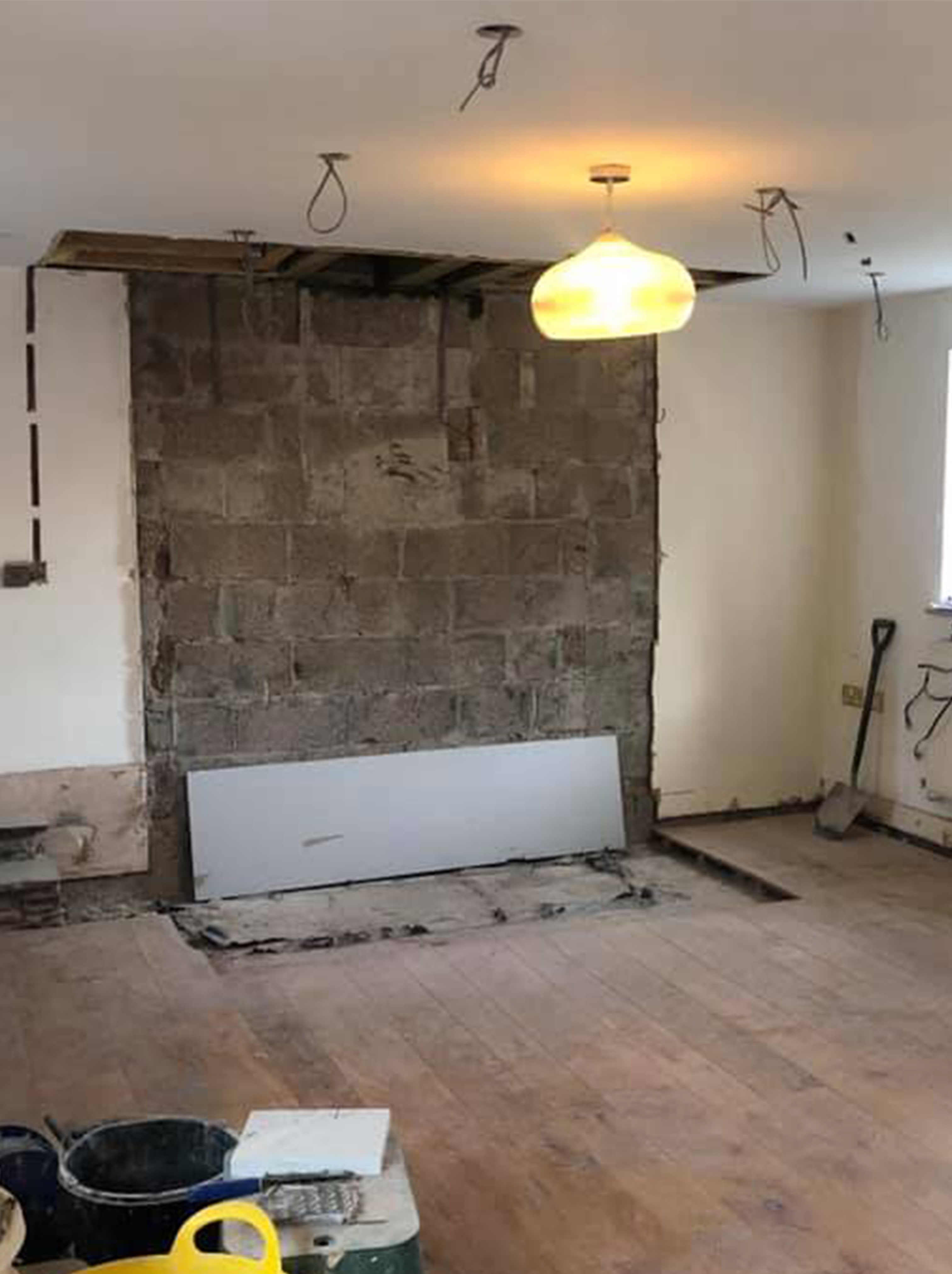 A photo of the chimney breast area now that it has been taken out.