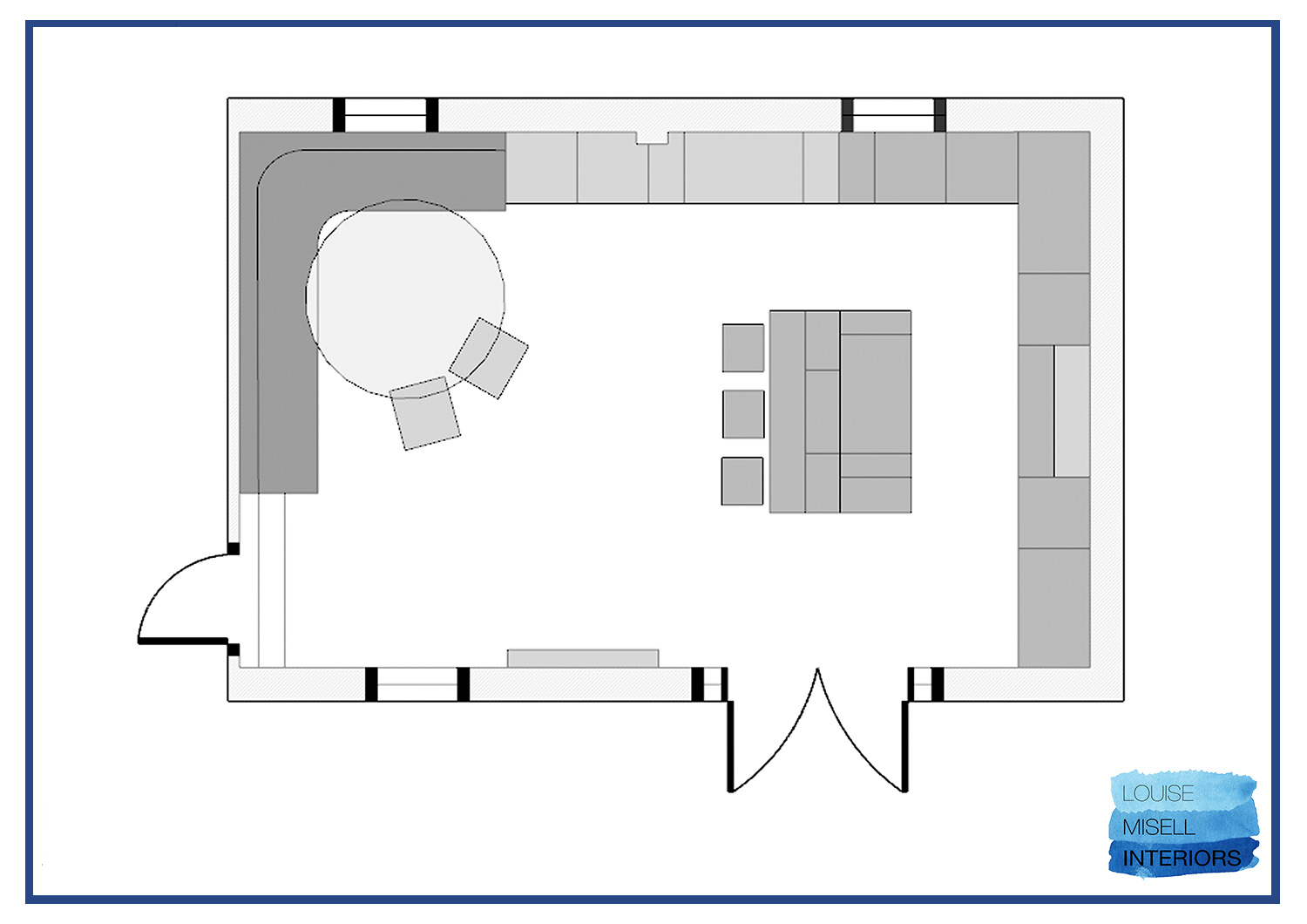 The floorplan of the proposed new layout for the kitchen.