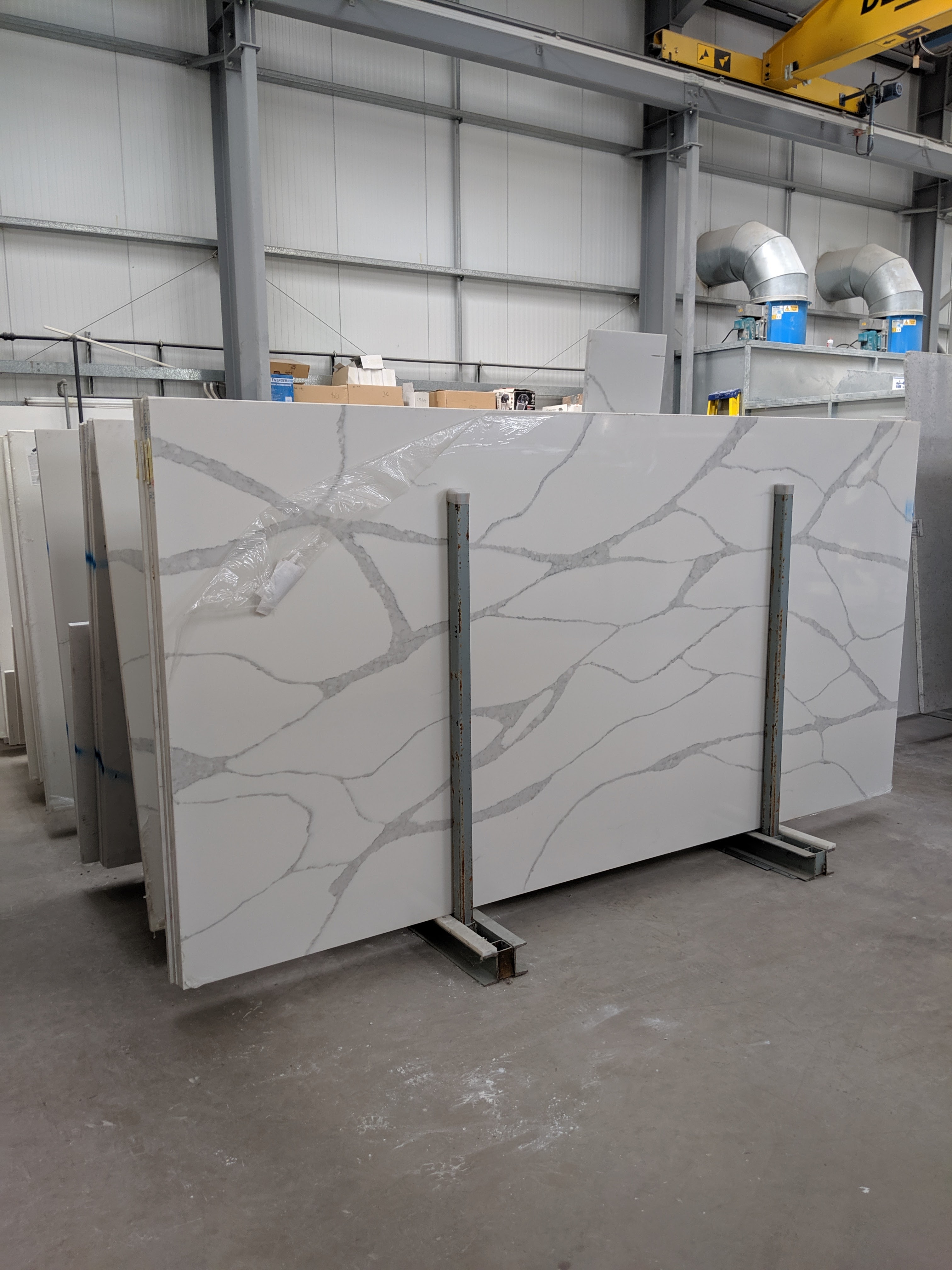 A photo of the marble slab we chose for the kitchen worktops.
