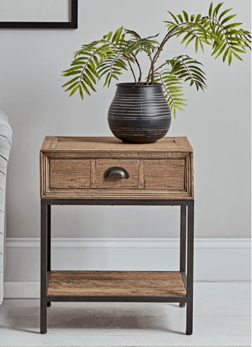 A photo of the side table made from recycled oak from Cox and Cox.