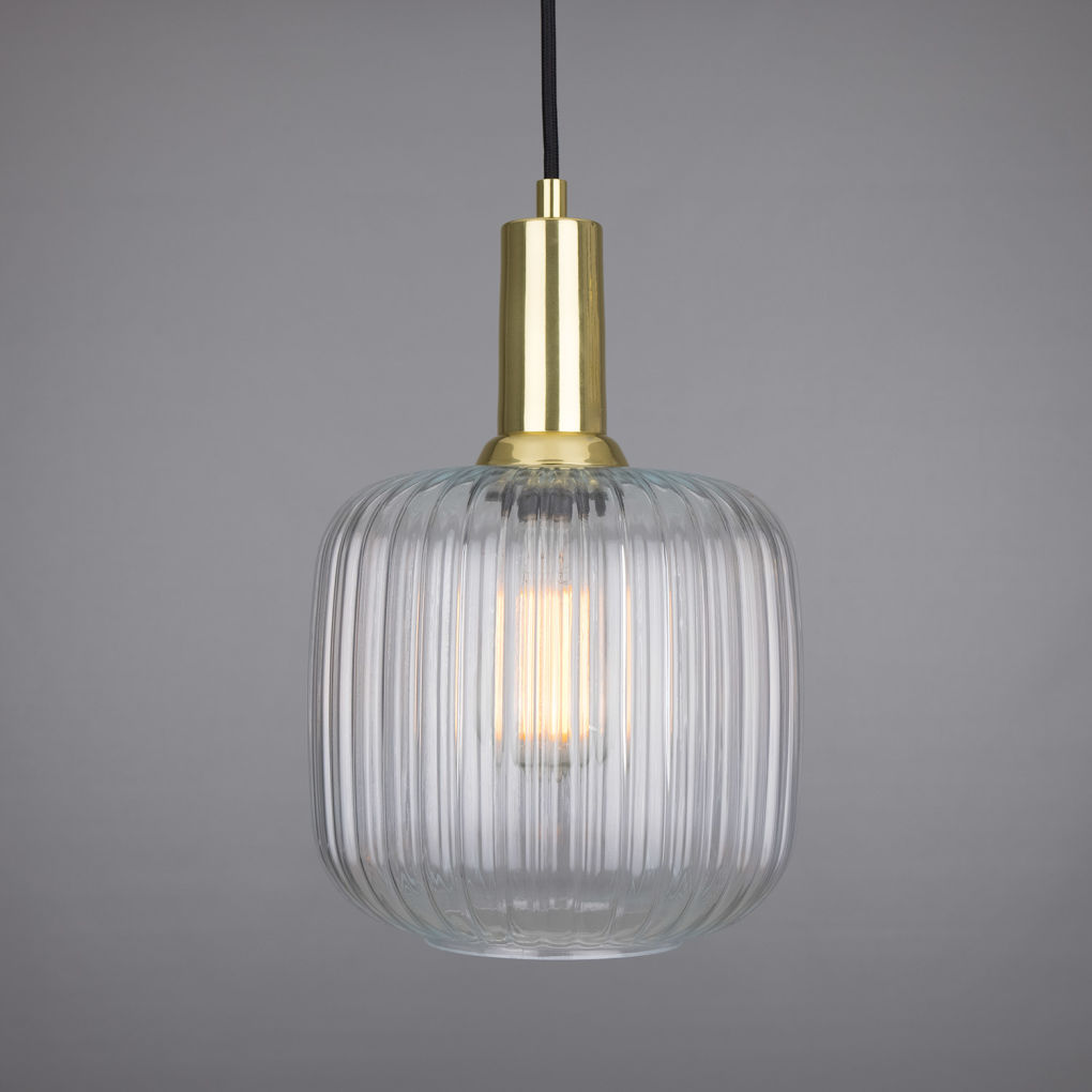 A photo of the Nahla glass reeded pendant