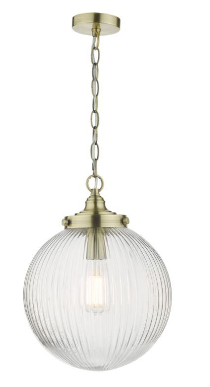 A photo of one of the brass pendant lights.