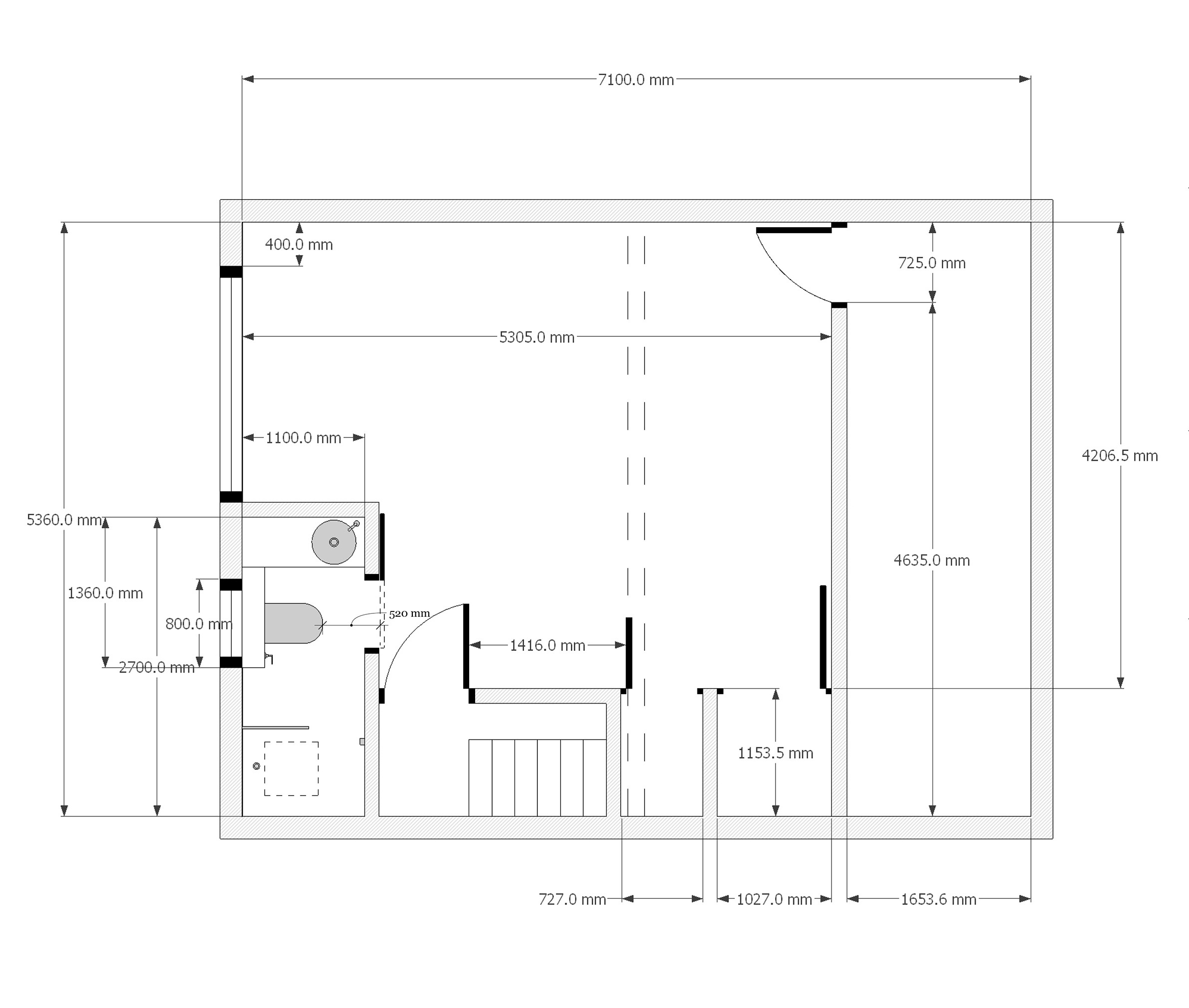 My floorplans for the loft including a larger bathroom.