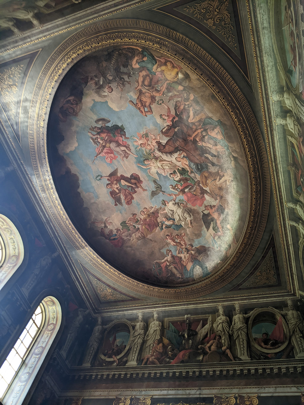 A photo of a painted mural on the ceiling at Blenheim Palace