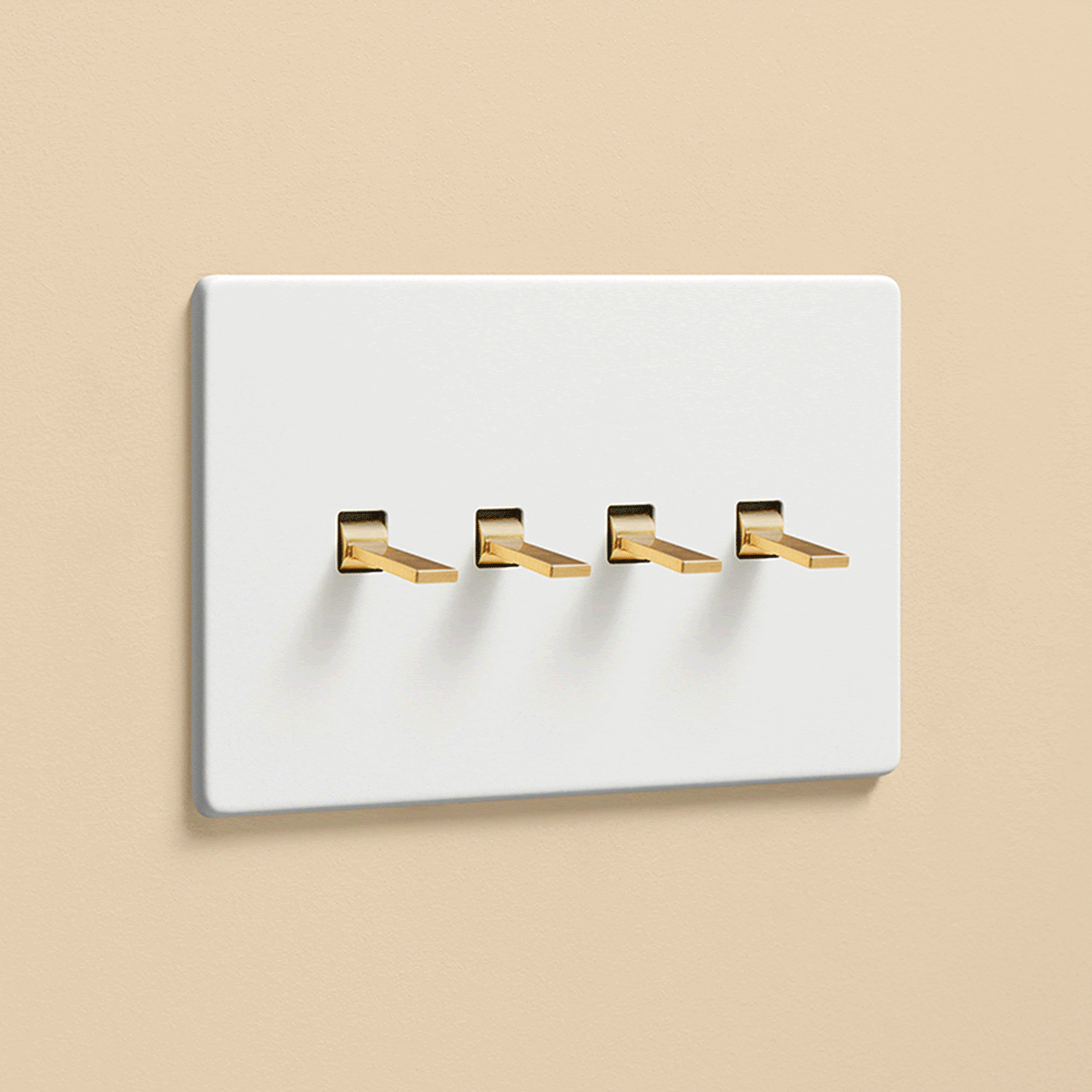 A photo showing a light switch which is made up of a combination of toggle and dimmer switches.