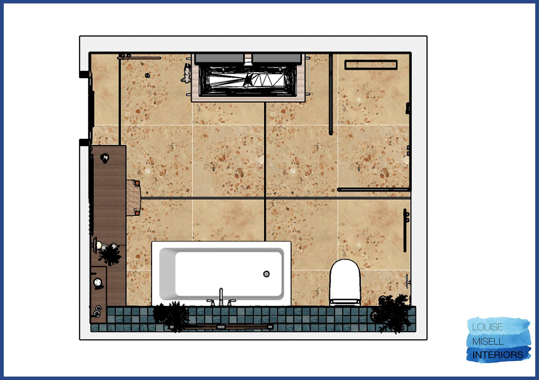 A proposed floor plan for a bathroom 