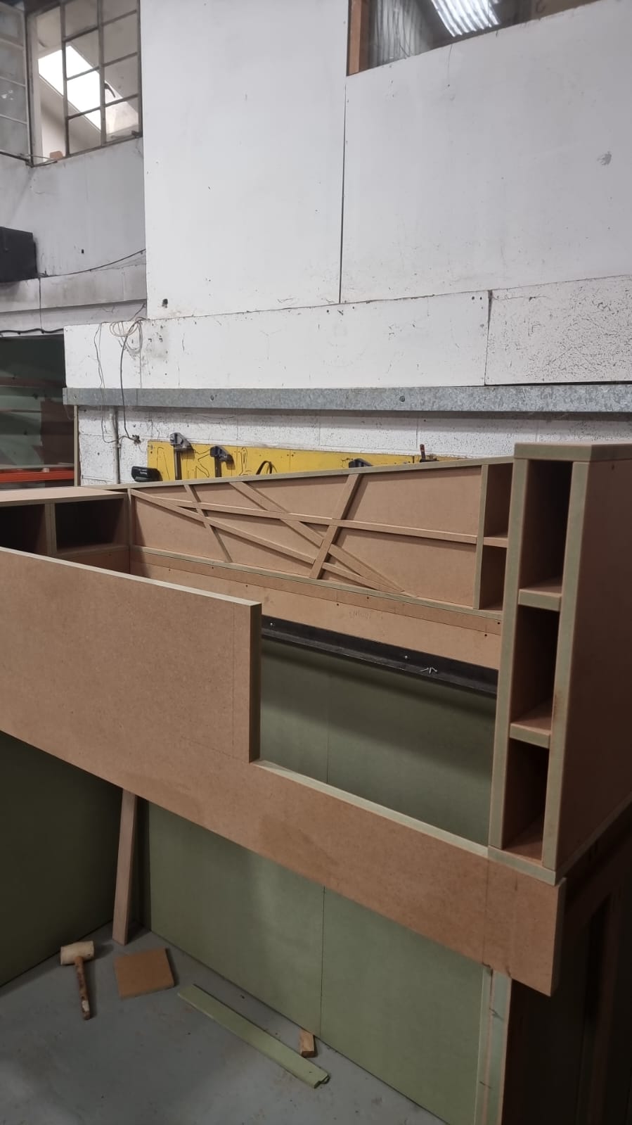 A MDF cabin bed under construction