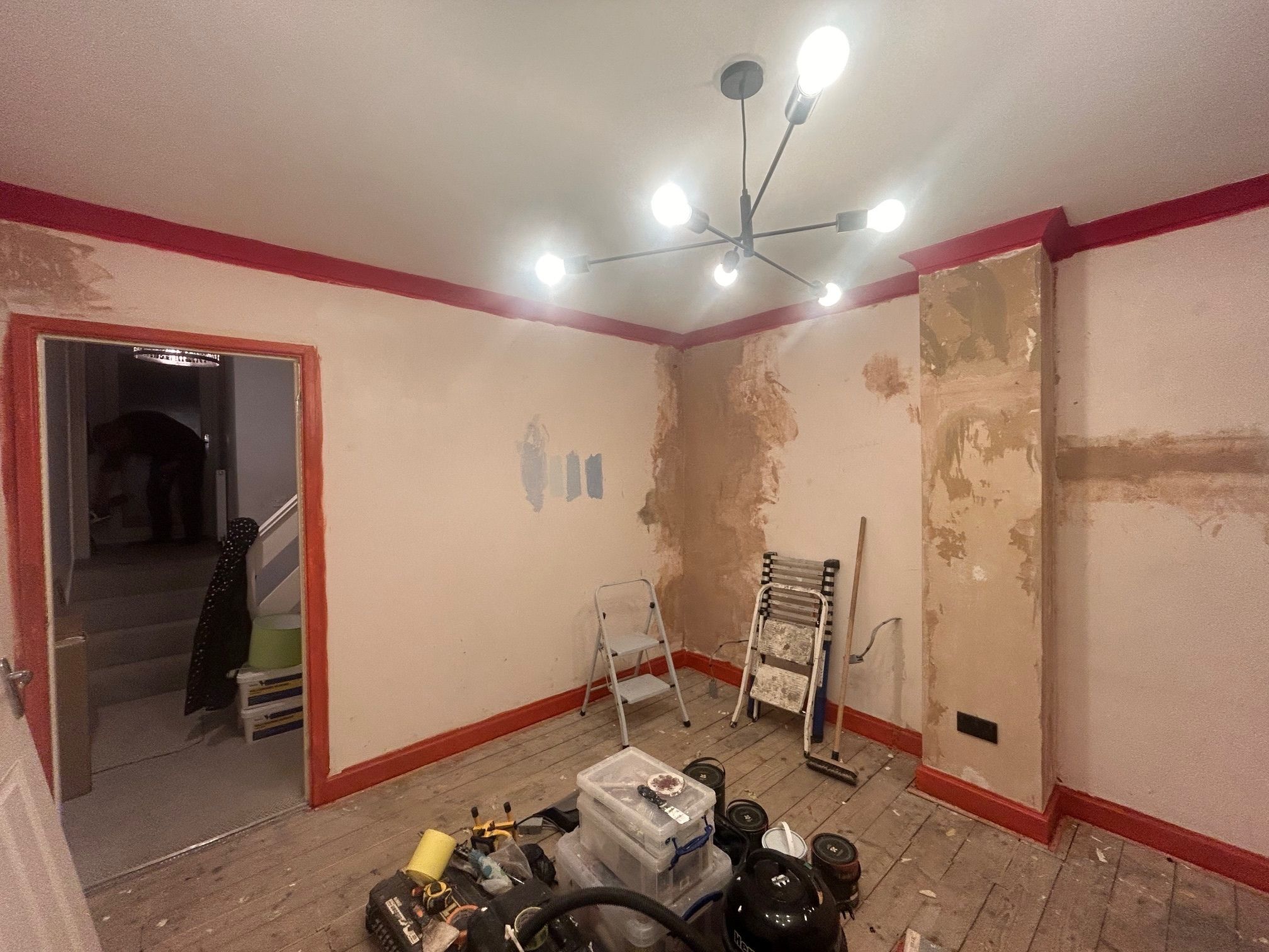 A room striped back to plaster ready to decorate