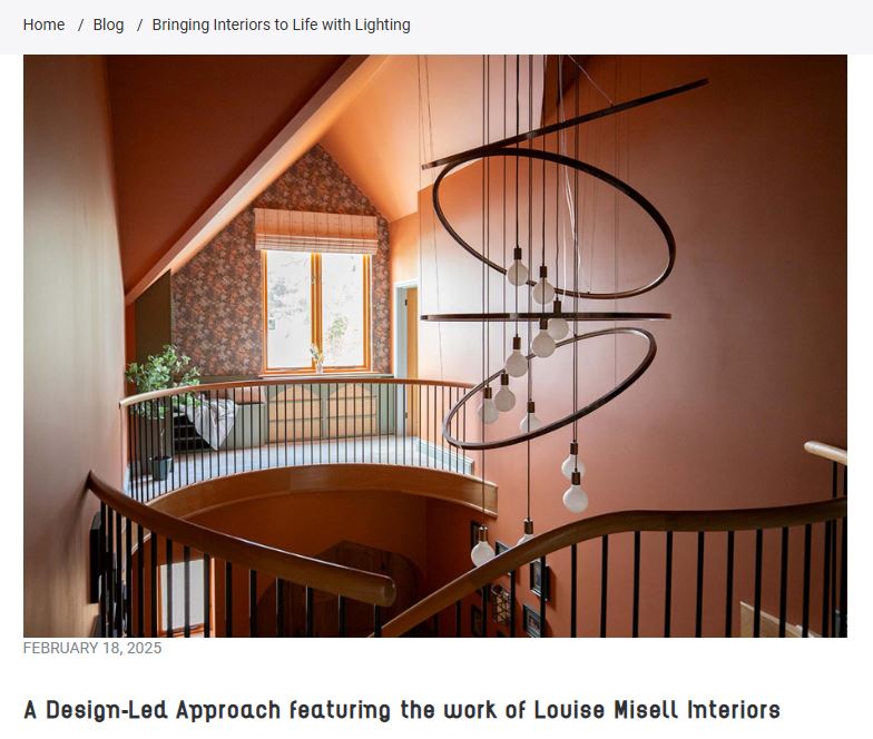 A photo of the start of the blog post on lighting and interiors featured on the Mullan Lighting website.