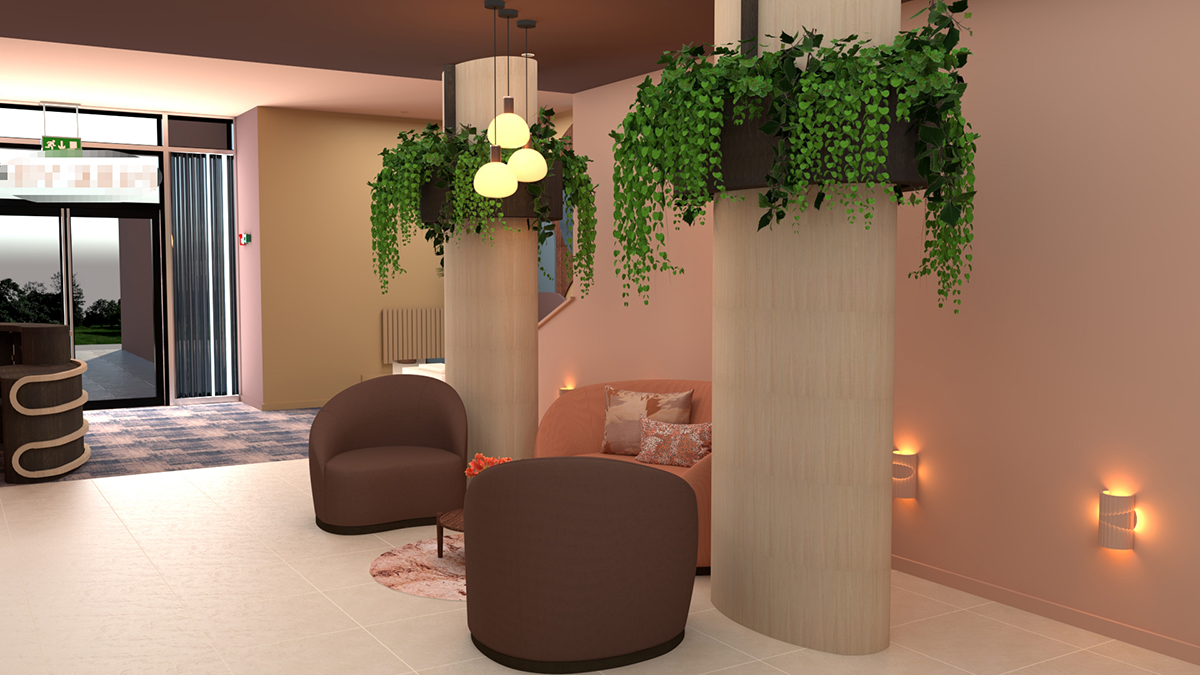 A render showing the lights behind the pillars - the new ones are covering the old ones.