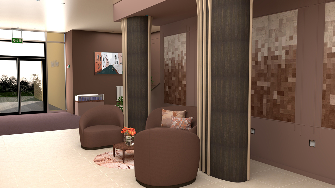 A 3D visual showing the pillar cladding of concept 3.