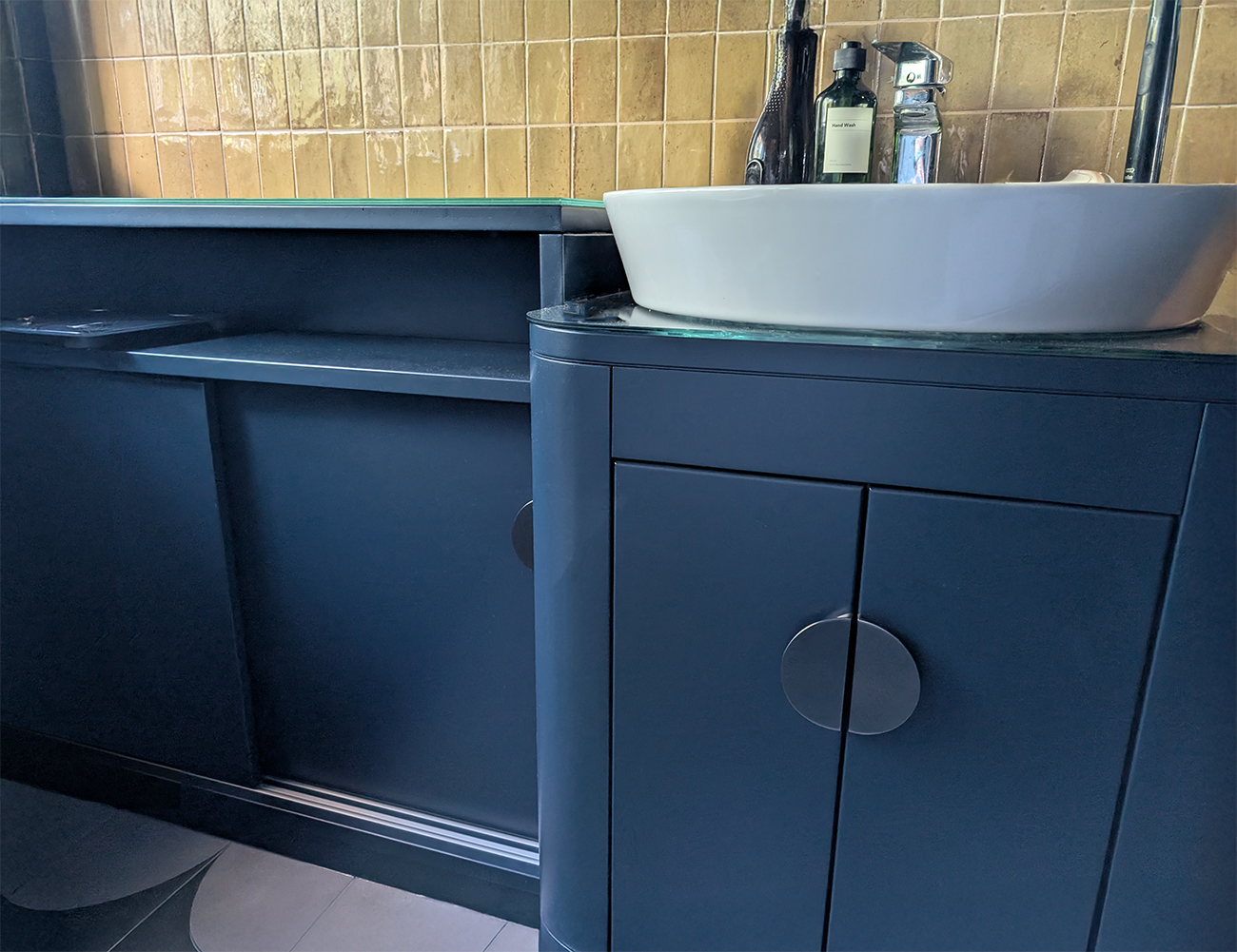 A new build bathroom with under the sink storage