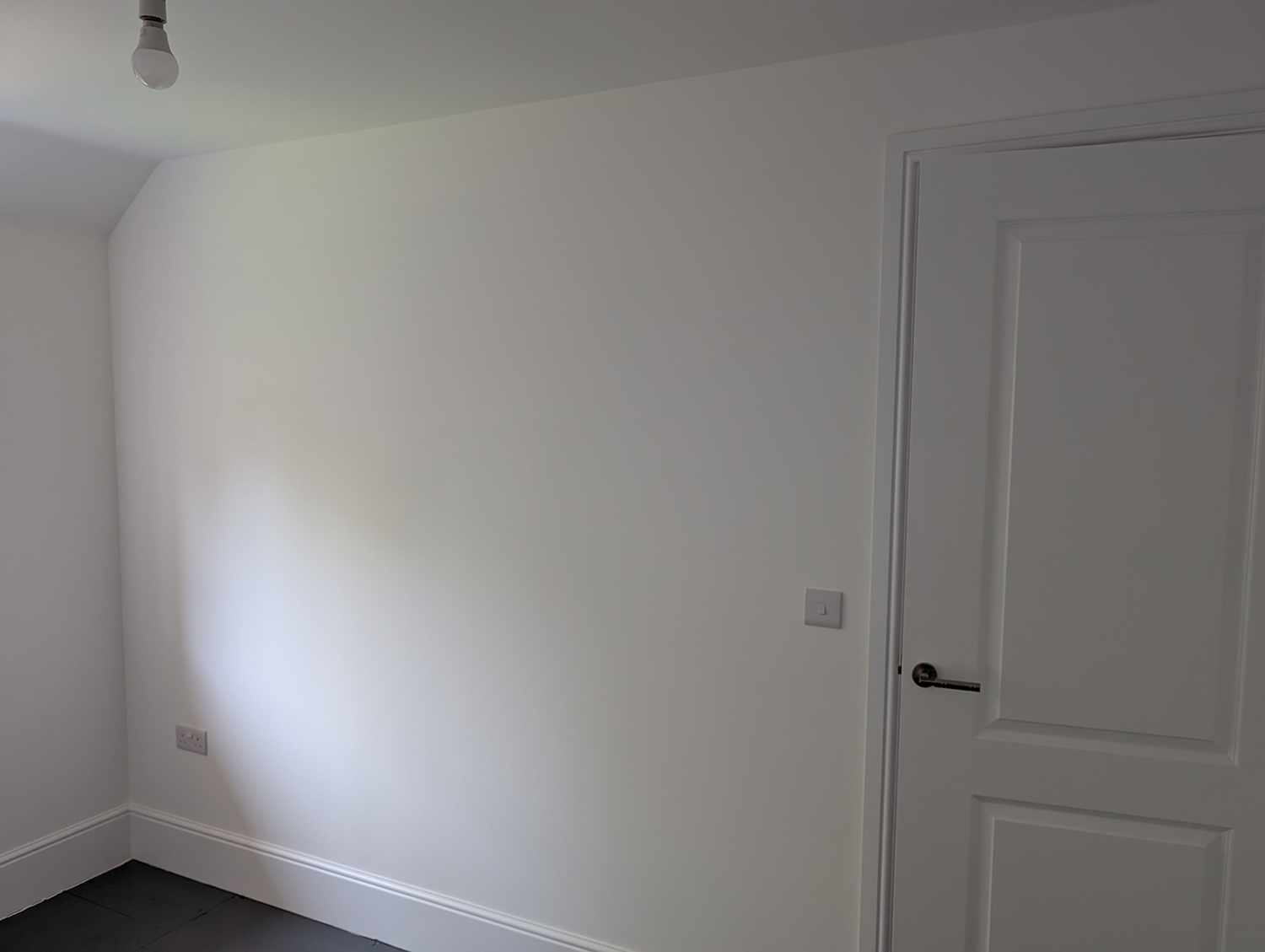 A new build home office with white walls