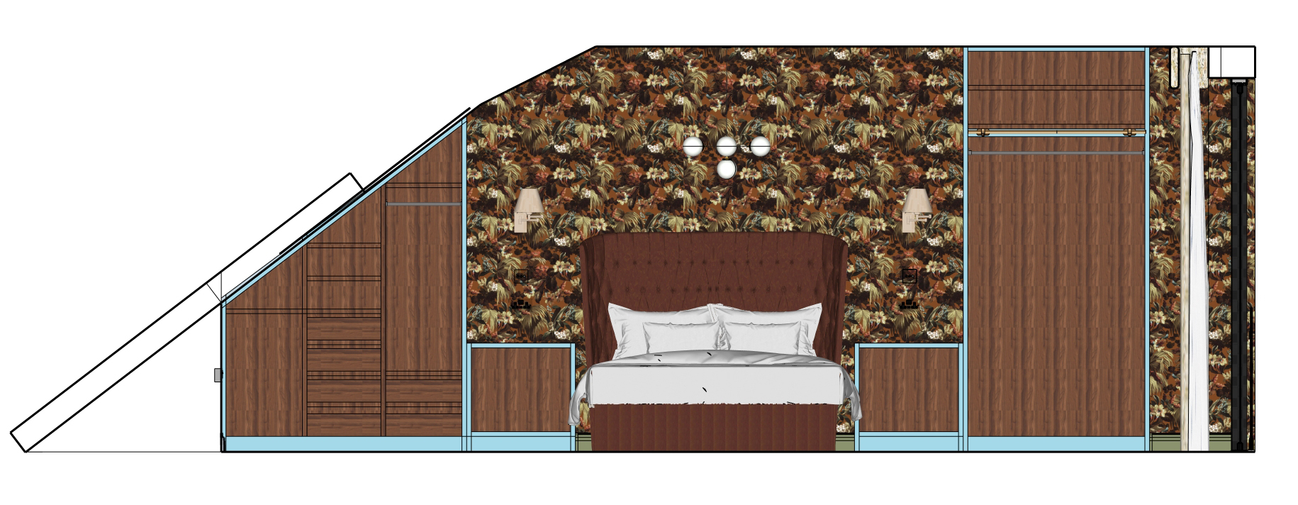 A technical drawing showing the internal design for the wardrobes.