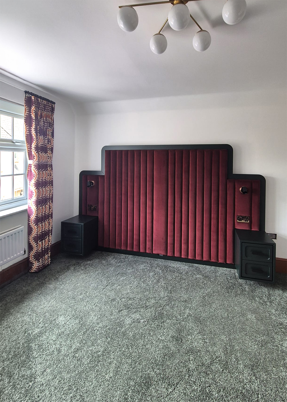 A photo of the dressed curtains tied up to hold their pleats