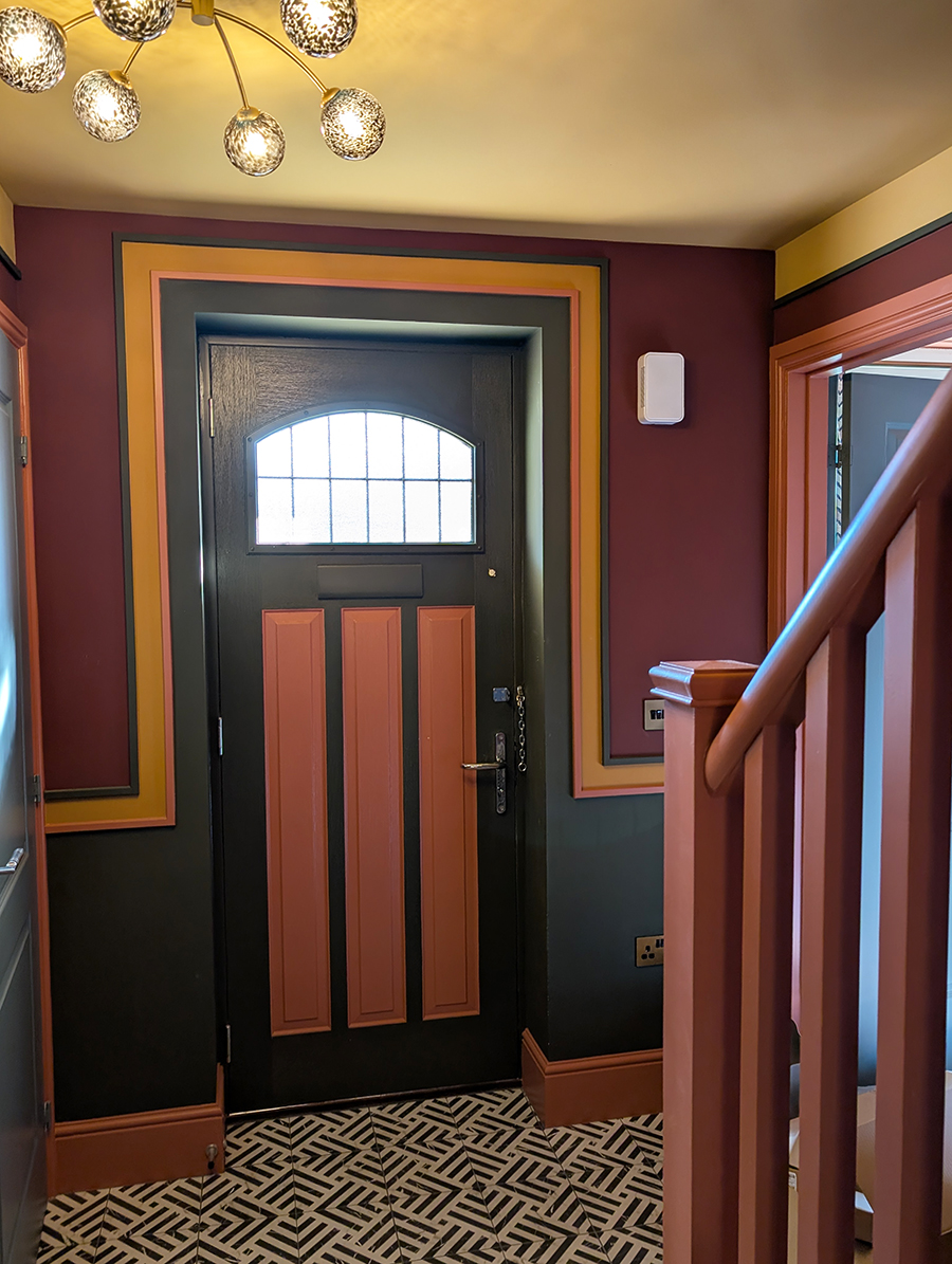 A photo of the finished hallway front door.
