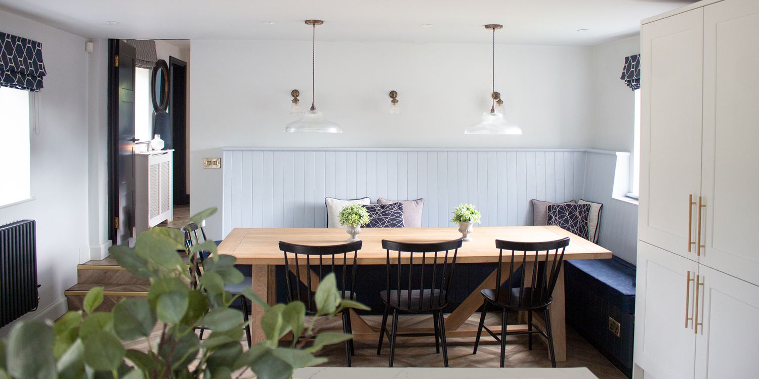 A photo of the new built in bench seating in the kitchen.