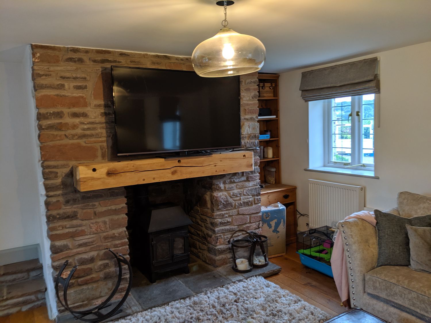 The seating area and the window before the fireplace was taken out.