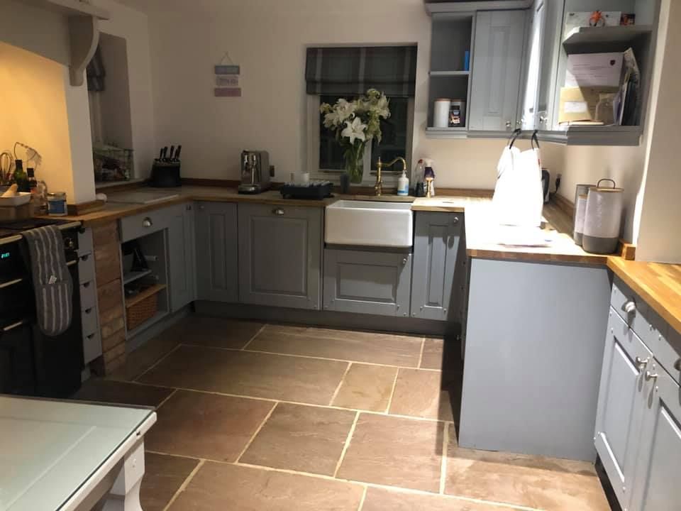 A before photo showing that this was the old kitchen, which was painted grey.